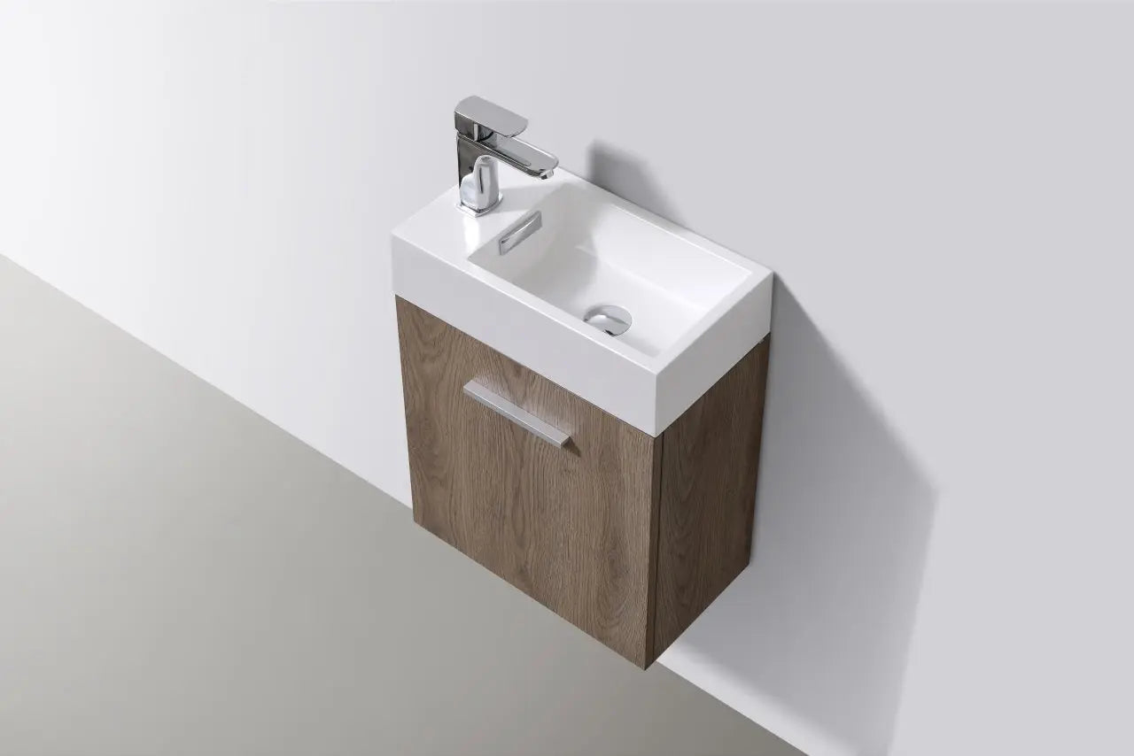 Kube Bath Bliss 18″ Butternut Wall Mount Modern Bathroom Vanity - Plumbing Market