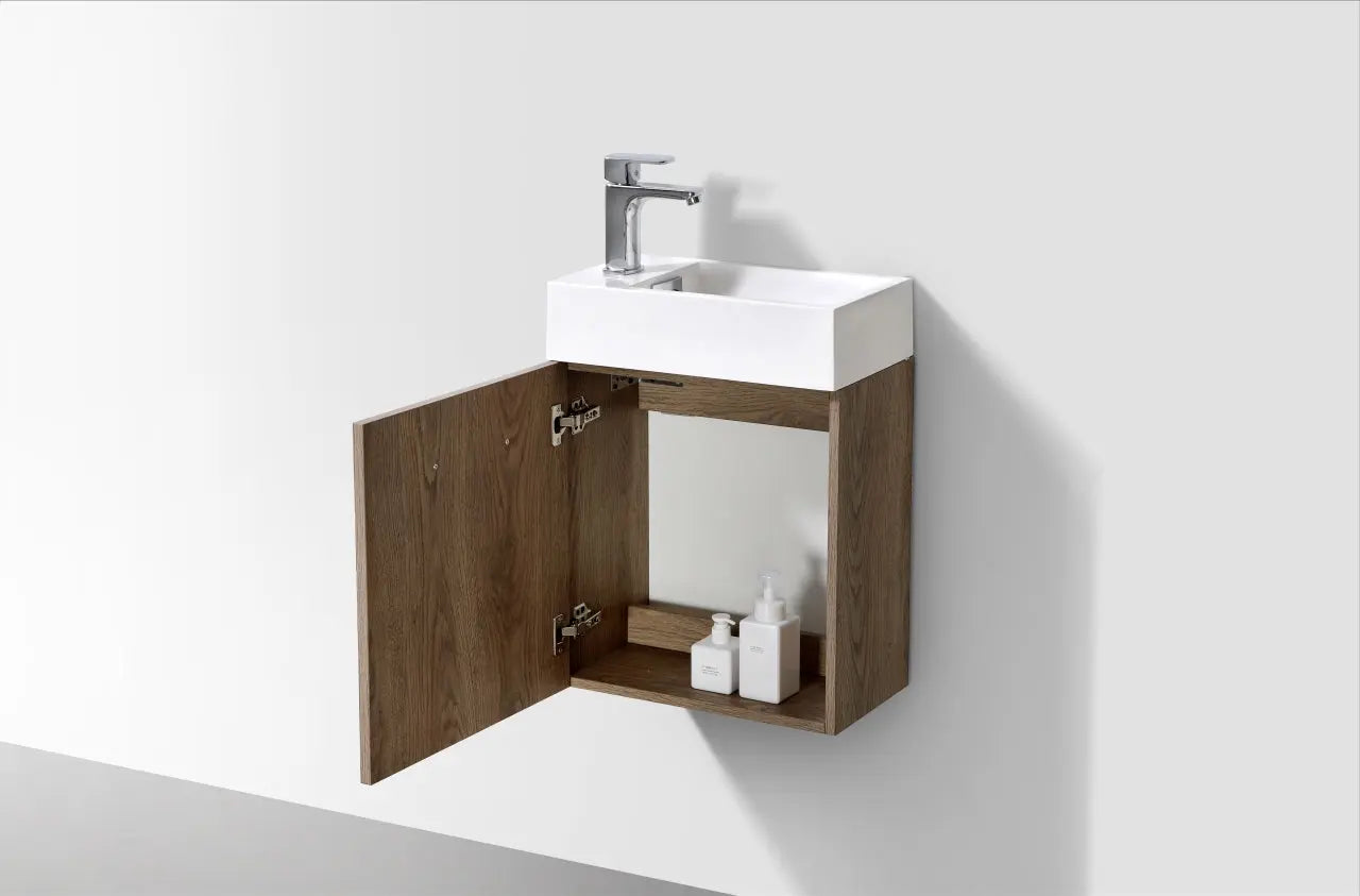 Kube Bath Bliss 18″ Butternut Wall Mount Modern Bathroom Vanity - Plumbing Market