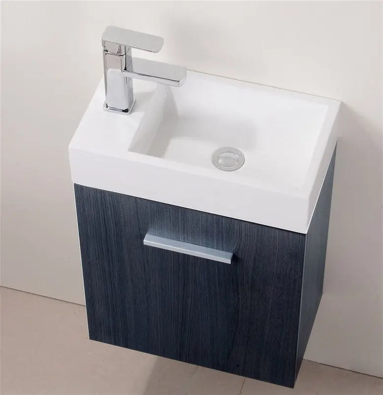 Kube Bath Bliss 18″ Gray Oak Wall Mount Modern Bathroom Vanity - Plumbing Market
