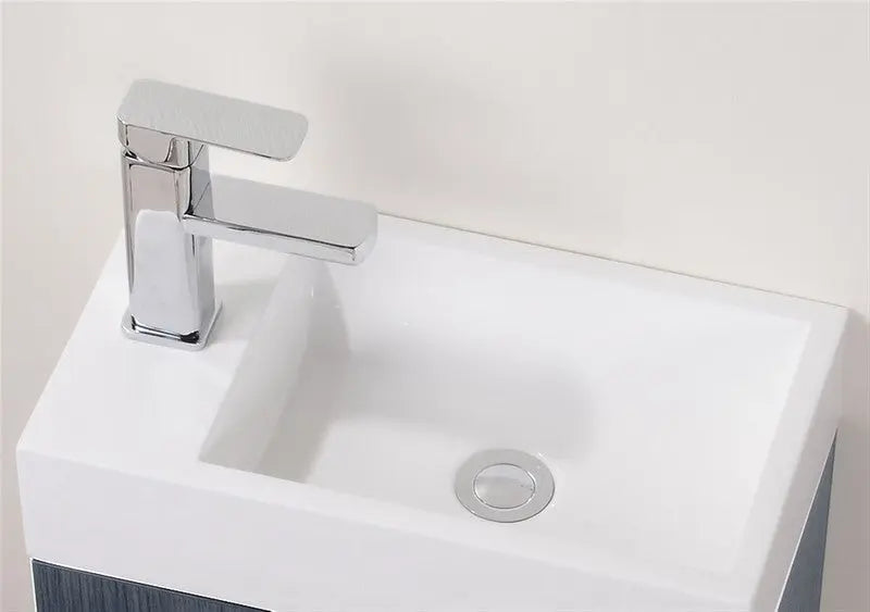 Kube Bath Bliss 18″ Gray Oak Wall Mount Modern Bathroom Vanity - Plumbing Market