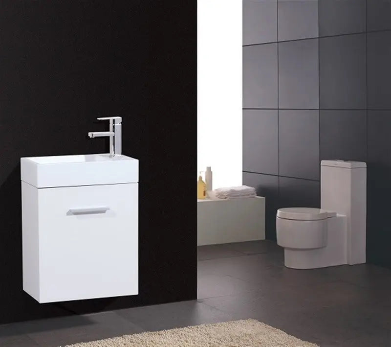 Kube Bath Bliss 18″ High Gloss White Wall Mount Modern Bathroom Vanity - Plumbing Market