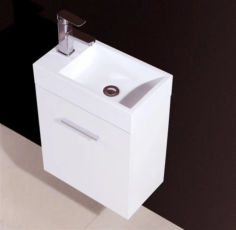 Kube Bath Bliss 18″ High Gloss White Wall Mount Modern Bathroom Vanity - Plumbing Market