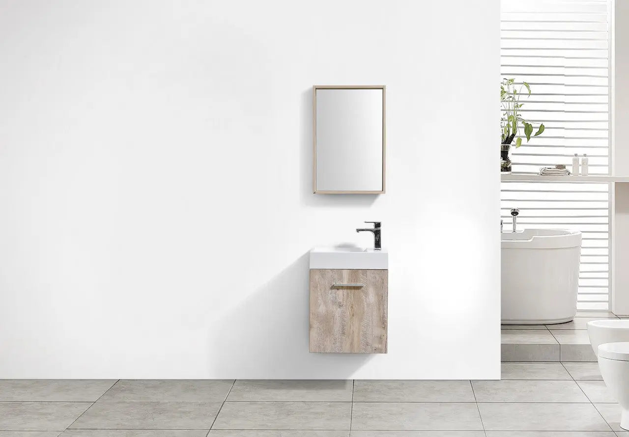 Kube Bath Bliss 18″ Nature Wood Wall Mount Modern Bathroom Vanity - Plumbing Market
