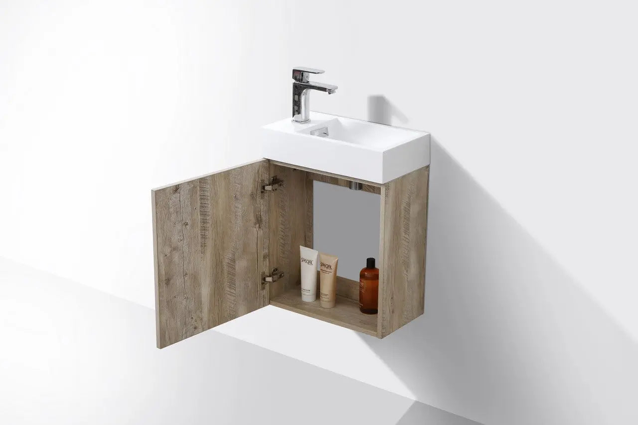 Kube Bath Bliss 18″ Nature Wood Wall Mount Modern Bathroom Vanity - Plumbing Market