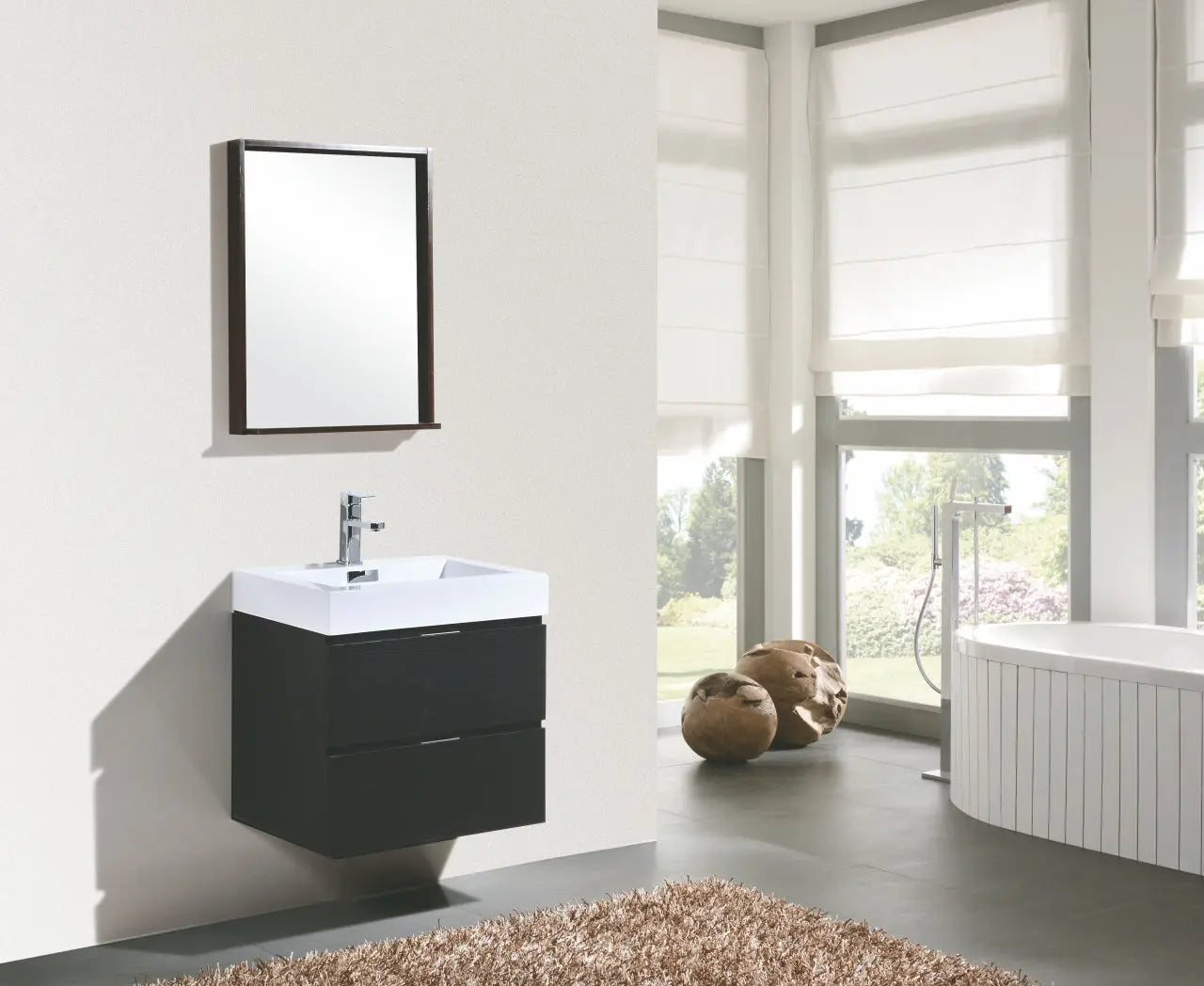 Kube Bath Bliss 24″ Black Wall Mount Modern Bathroom Vanity - Plumbing Market