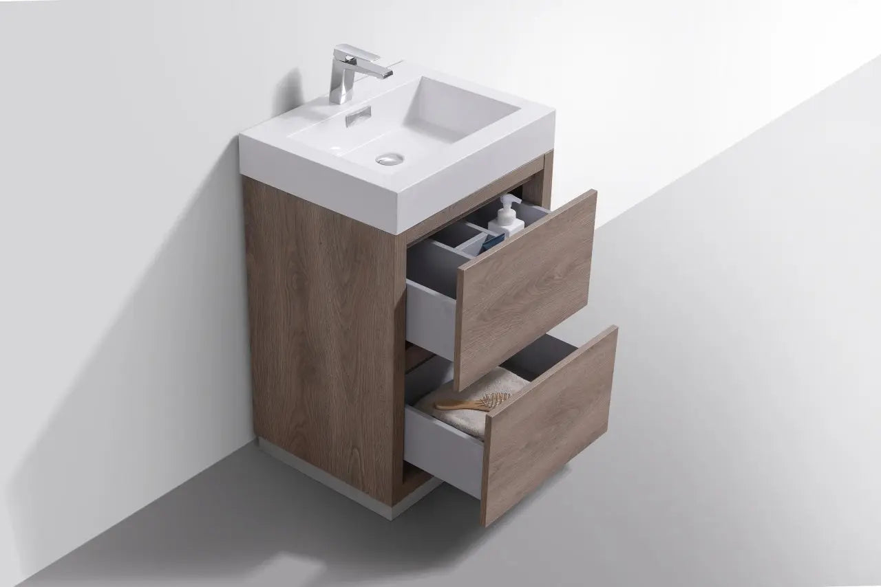 Kube Bath Bliss 24″ Butternut Free Standing Modern Bathroom Vanity - Plumbing Market