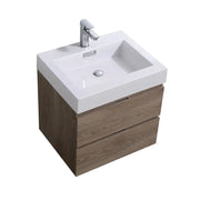 Kube Bath Bliss 24″ Butternut Wall Mount Modern Bathroom Vanity - Plumbing Market