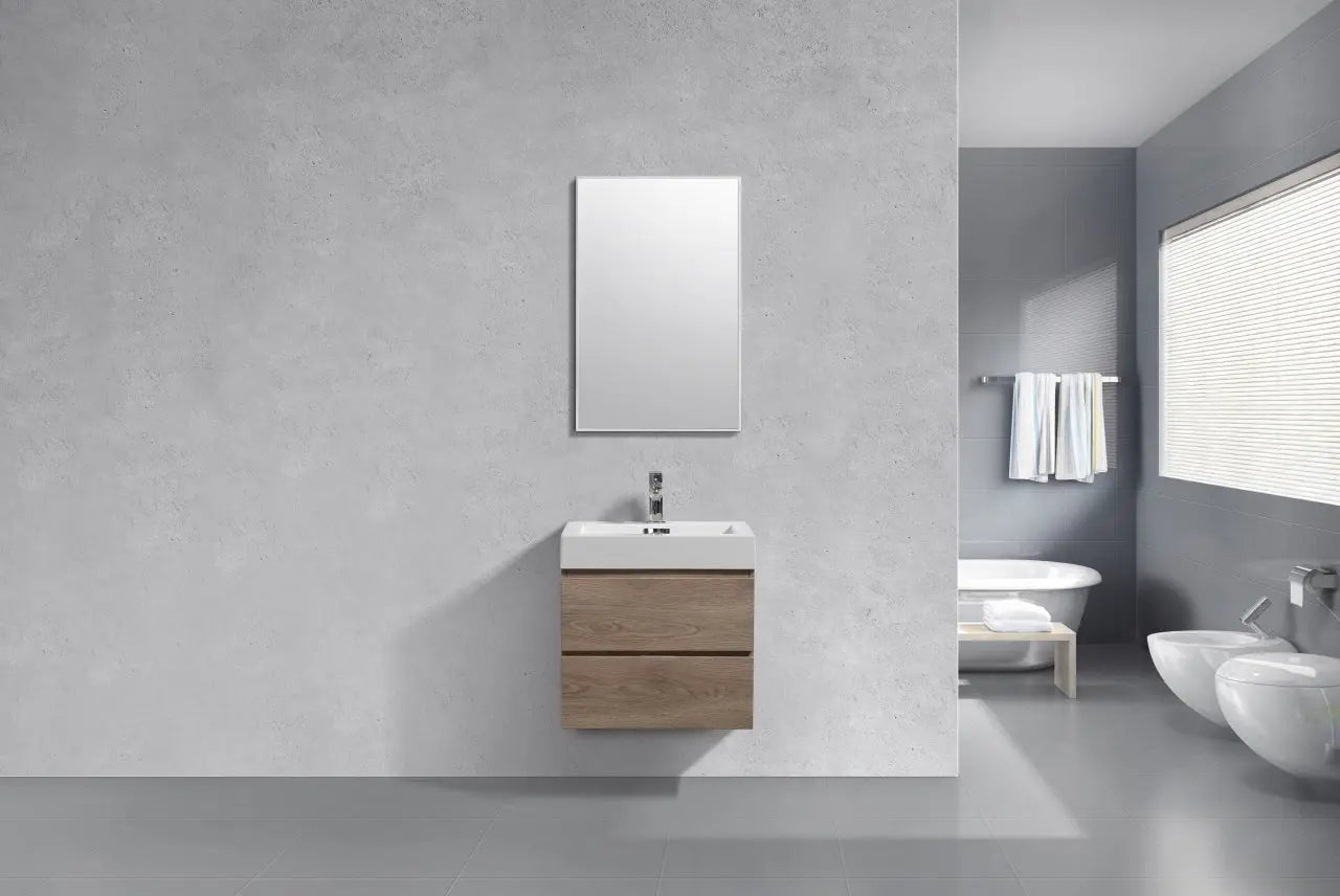 Kube Bath Bliss 24″ Butternut Wall Mount Modern Bathroom Vanity - Plumbing Market