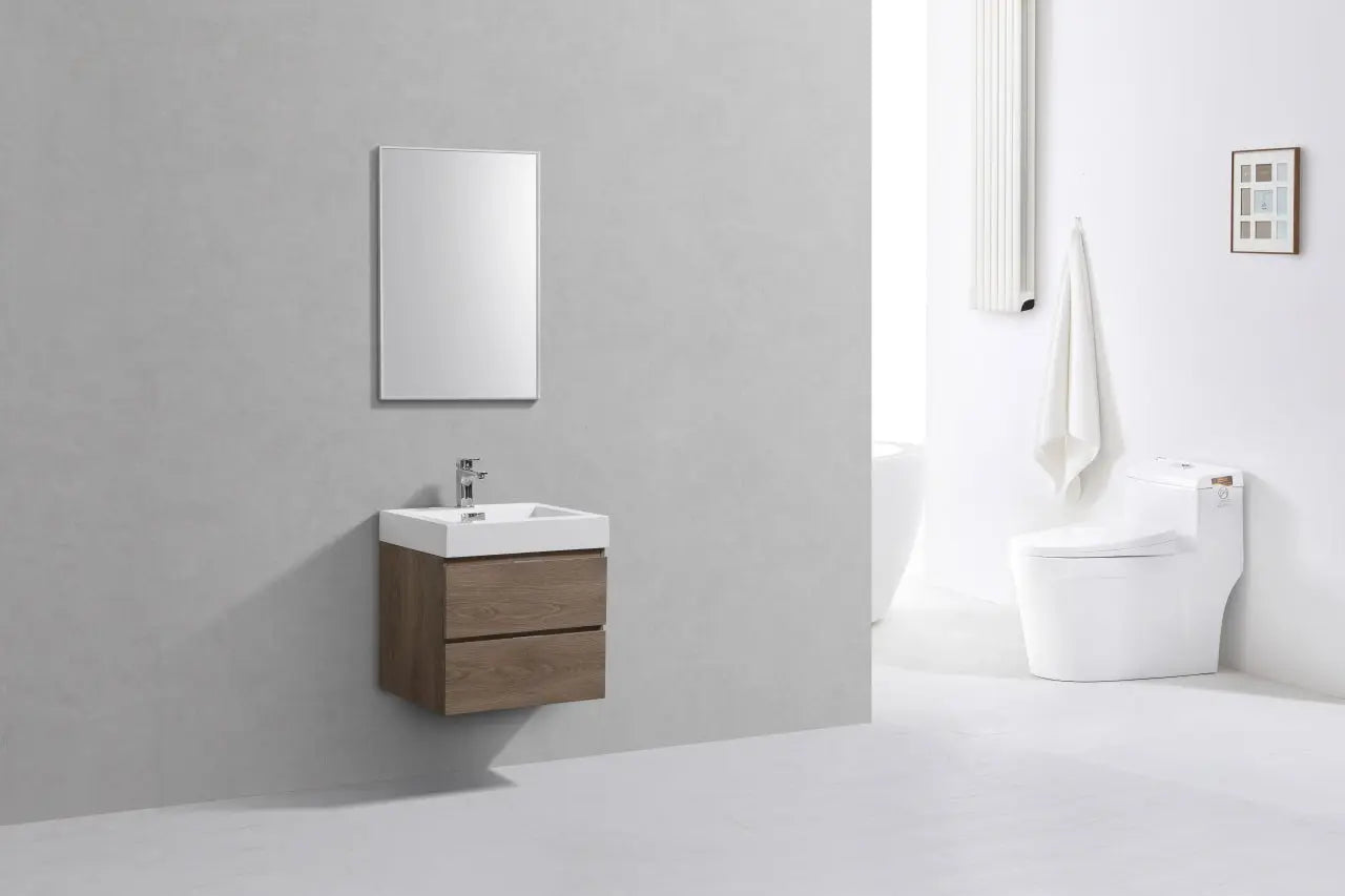 Kube Bath Bliss 24″ Butternut Wall Mount Modern Bathroom Vanity - Plumbing Market