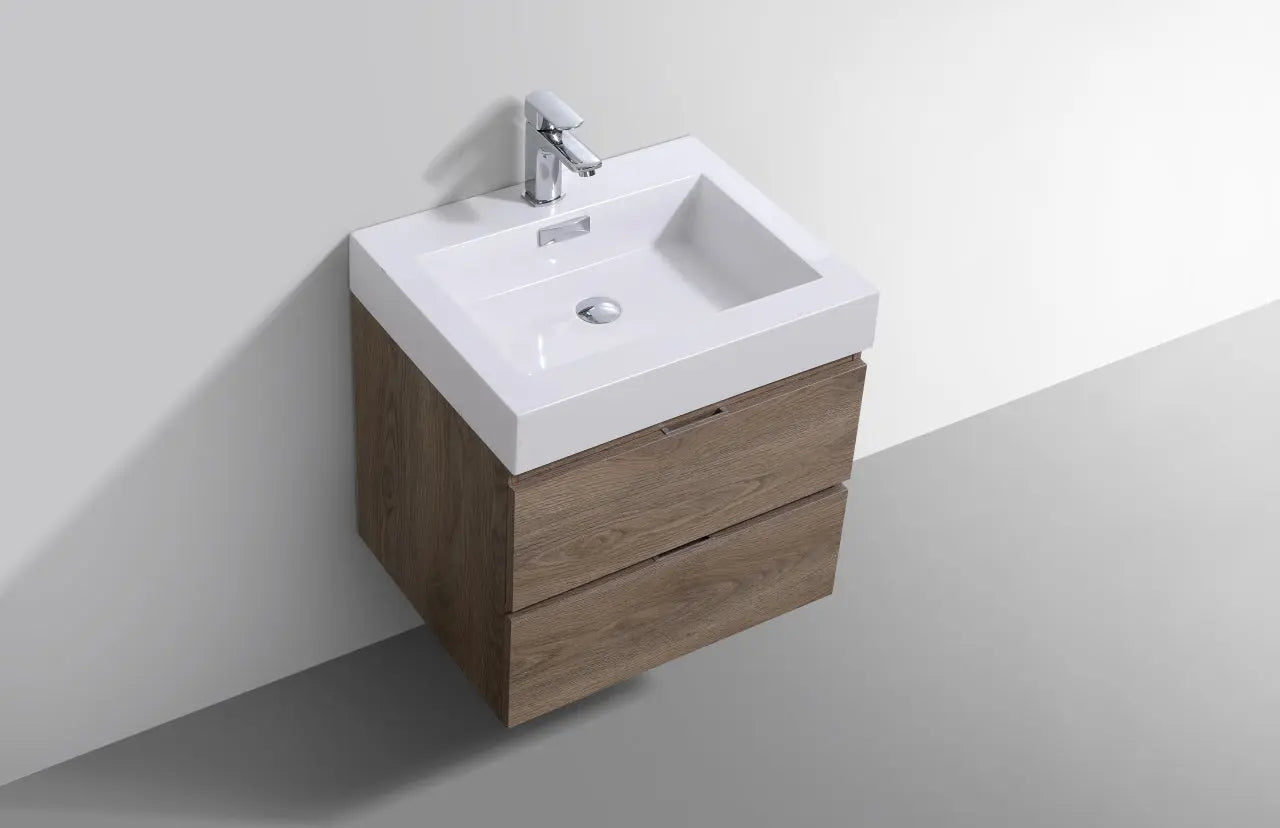 Kube Bath Bliss 24″ Butternut Wall Mount Modern Bathroom Vanity - Plumbing Market