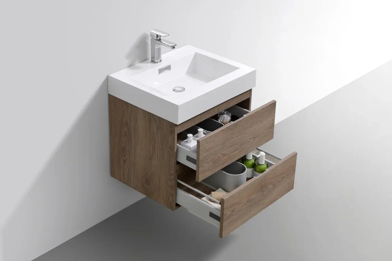Kube Bath Bliss 24″ Butternut Wall Mount Modern Bathroom Vanity - Plumbing Market