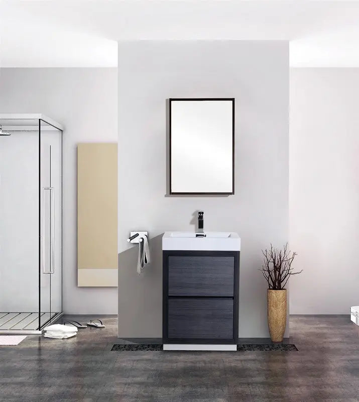 Kube Bath Bliss 24″ Gray Oak Free Standing Modern Bathroom Vanity - Plumbing Market