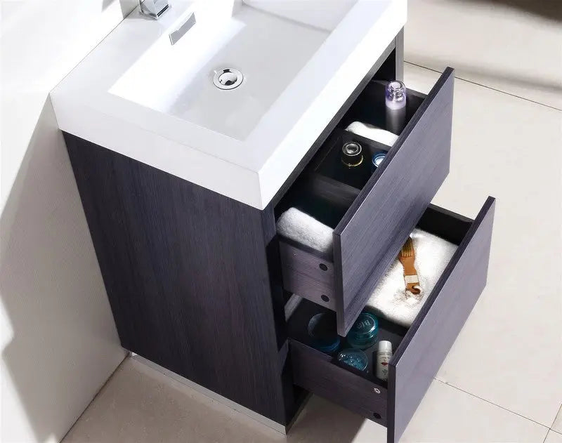 Kube Bath Bliss 24″ Gray Oak Free Standing Modern Bathroom Vanity - Plumbing Market