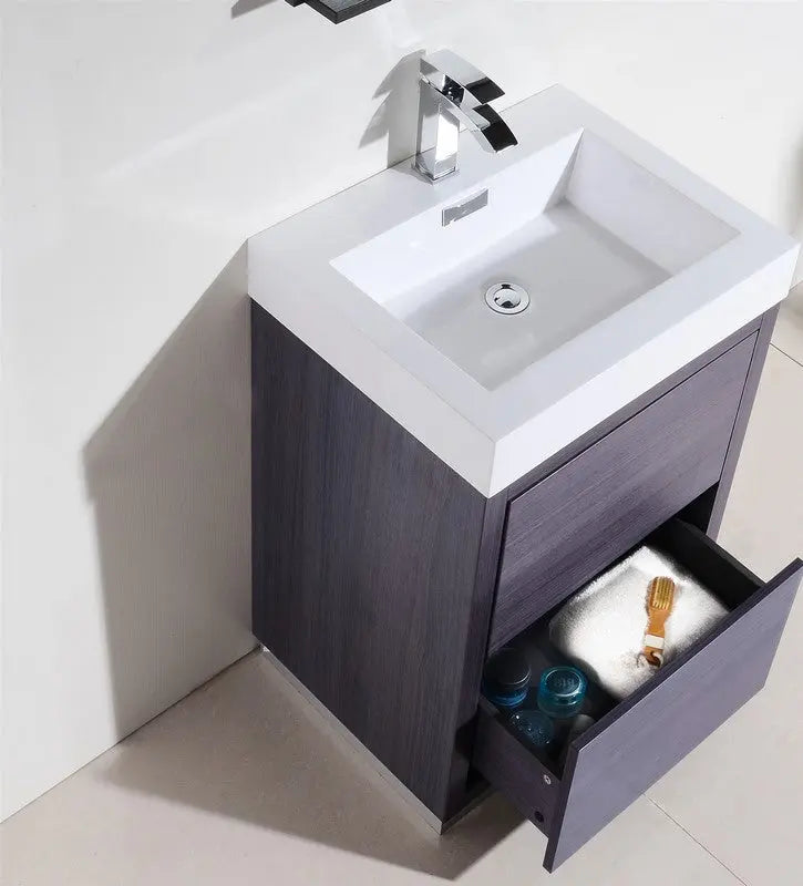 Kube Bath Bliss 24″ Gray Oak Free Standing Modern Bathroom Vanity - Plumbing Market