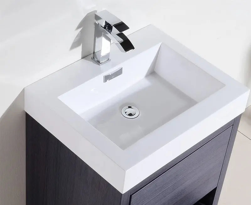Kube Bath Bliss 24″ Gray Oak Free Standing Modern Bathroom Vanity - Plumbing Market