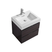 Kube Bath Bliss 24″ High Gloss Gray Oak Wall Mount Modern Bathroom Vanity - Plumbing Market