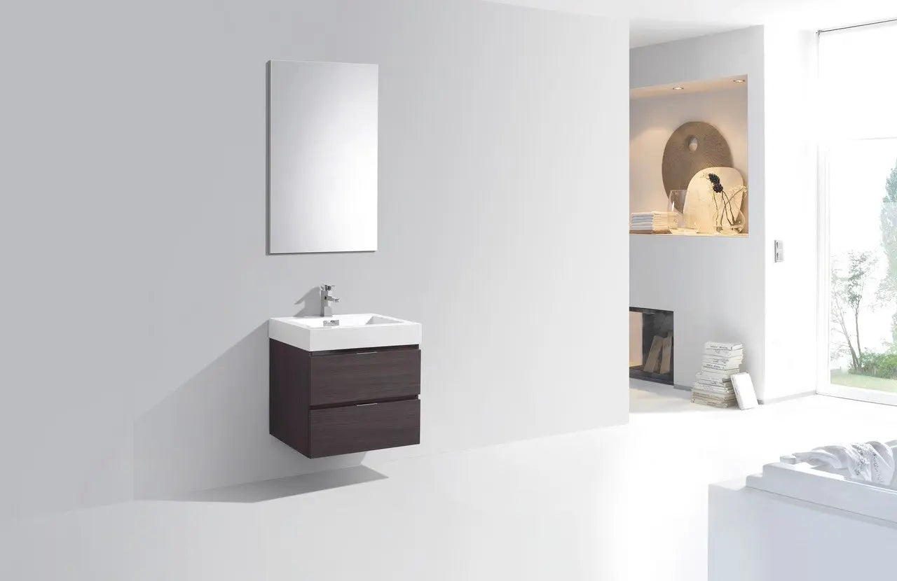 Kube Bath Bliss 24″ High Gloss Gray Oak Wall Mount Modern Bathroom Vanity - Plumbing Market