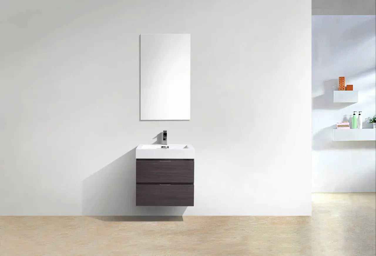 Kube Bath Bliss 24″ High Gloss Gray Oak Wall Mount Modern Bathroom Vanity - Plumbing Market