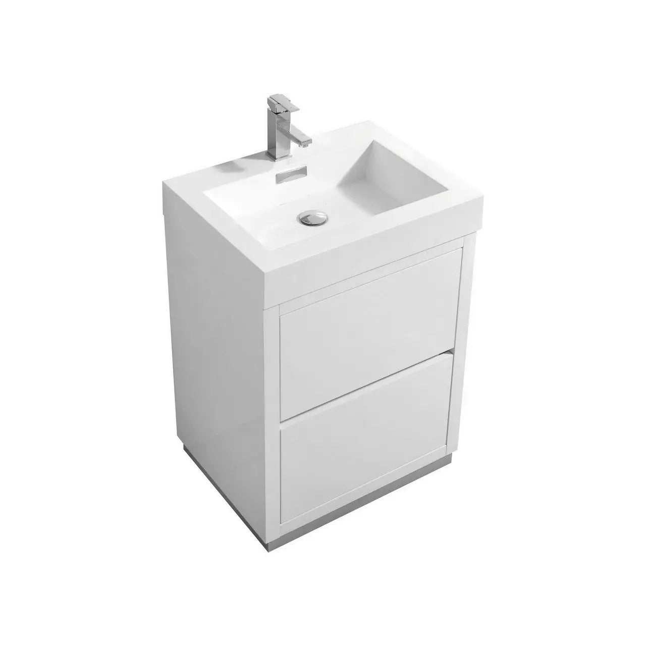 Kube Bath Bliss 24″ High Gloss White Free Standing Modern Bathroom Vanity - Plumbing Market