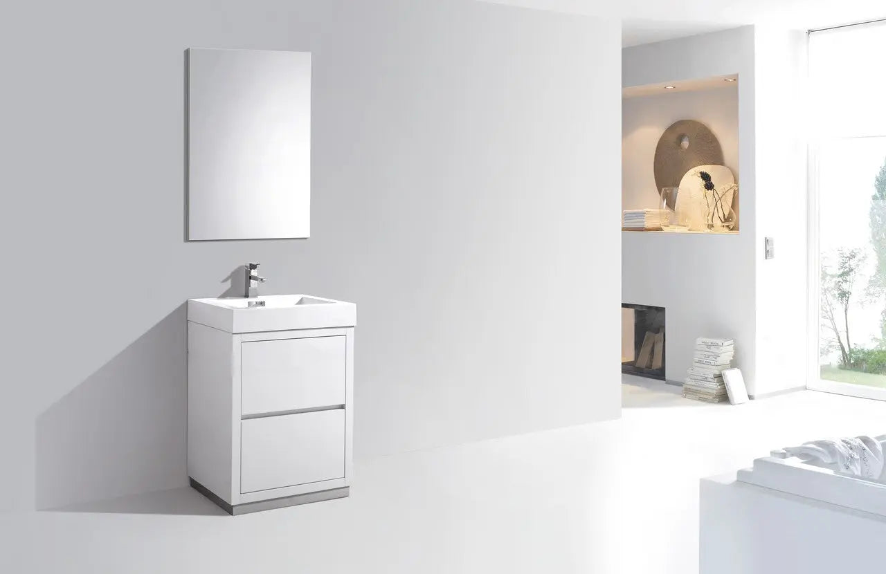 Kube Bath Bliss 24″ High Gloss White Free Standing Modern Bathroom Vanity - Plumbing Market