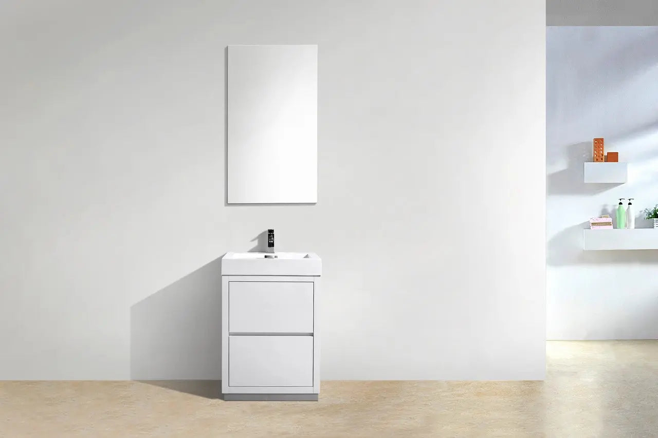 Kube Bath Bliss 24″ High Gloss White Free Standing Modern Bathroom Vanity - Plumbing Market