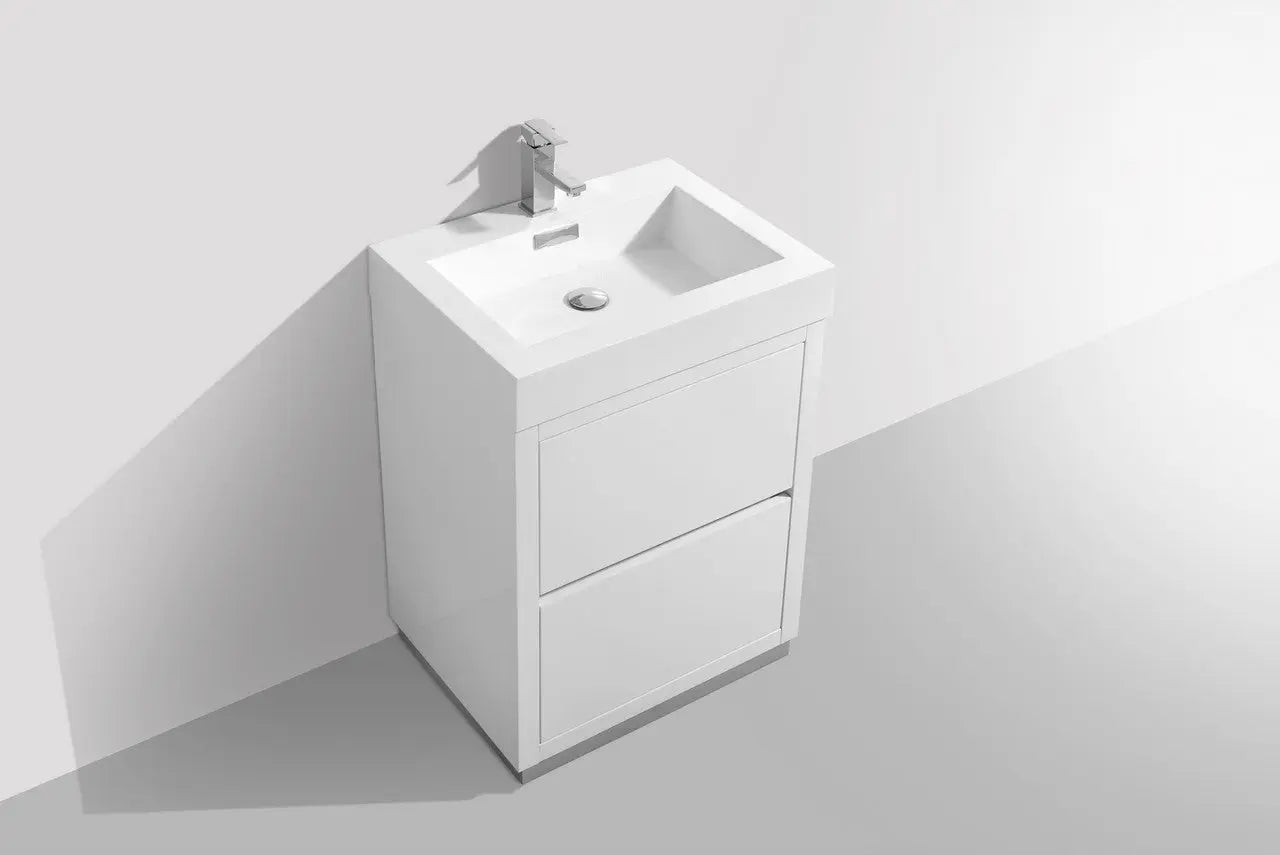 Kube Bath Bliss 24″ High Gloss White Free Standing Modern Bathroom Vanity - Plumbing Market