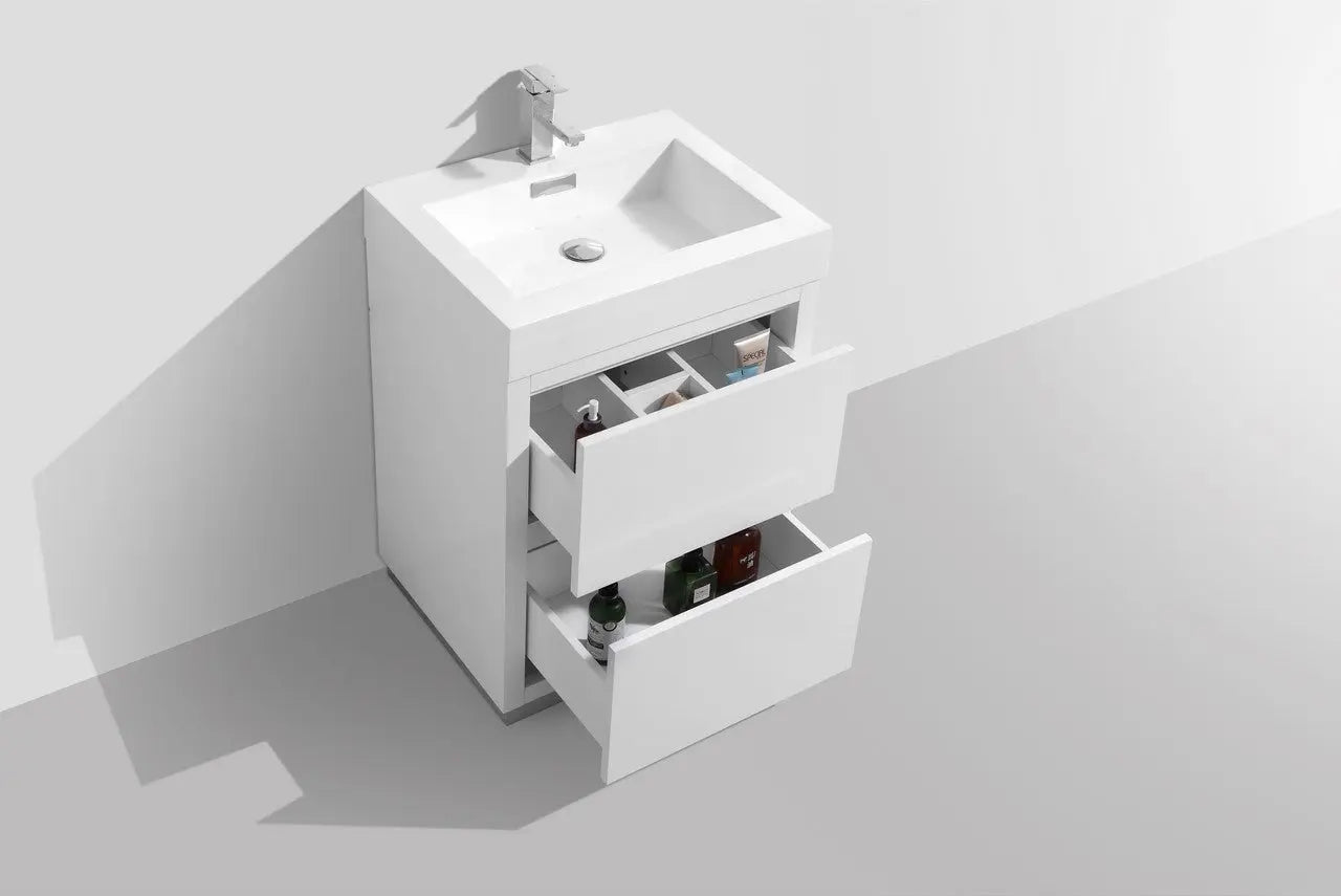 Kube Bath Bliss 24″ High Gloss White Free Standing Modern Bathroom Vanity - Plumbing Market