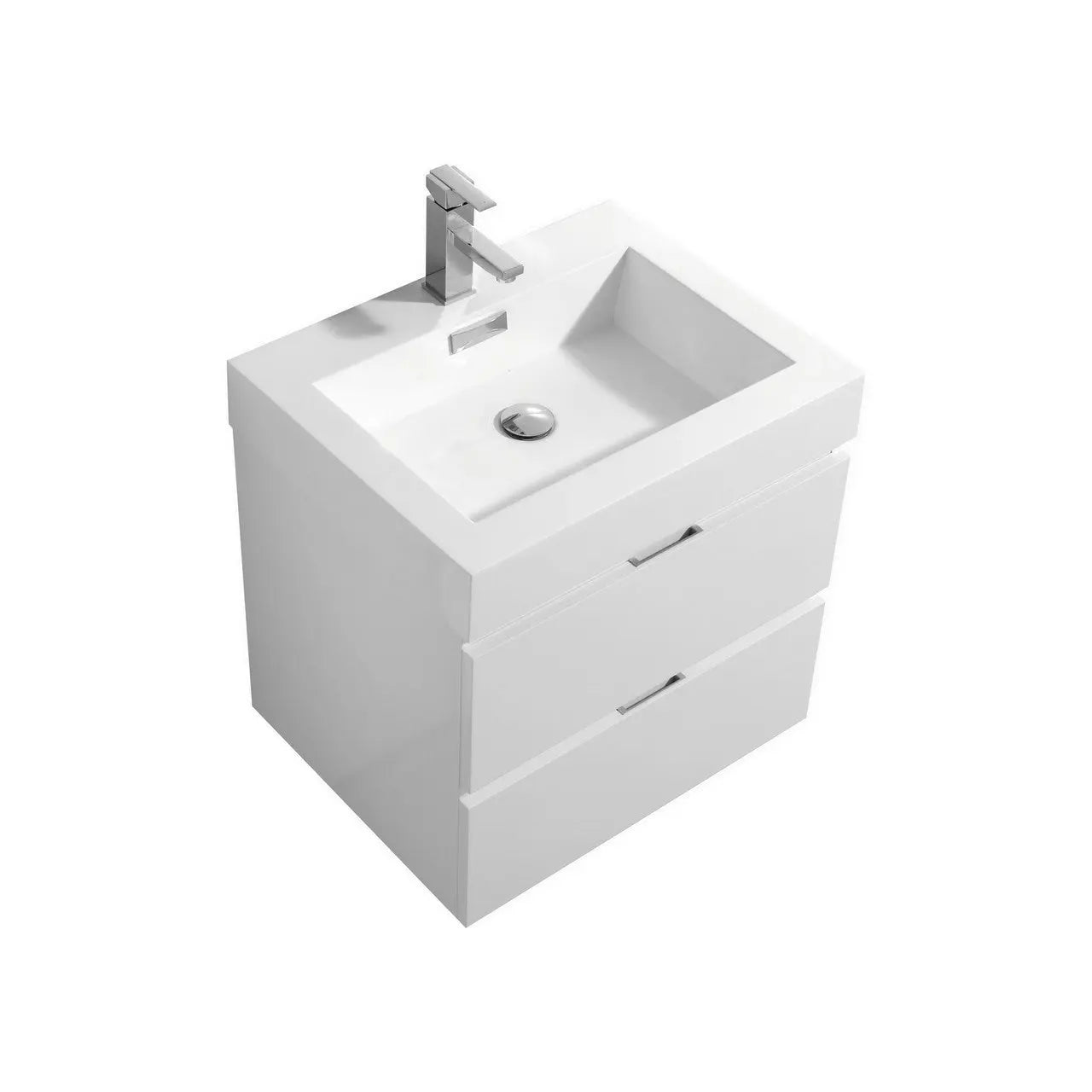 Kube Bath Bliss 24″ High Gloss White Wall Mount Modern Bathroom Vanity - Plumbing Market