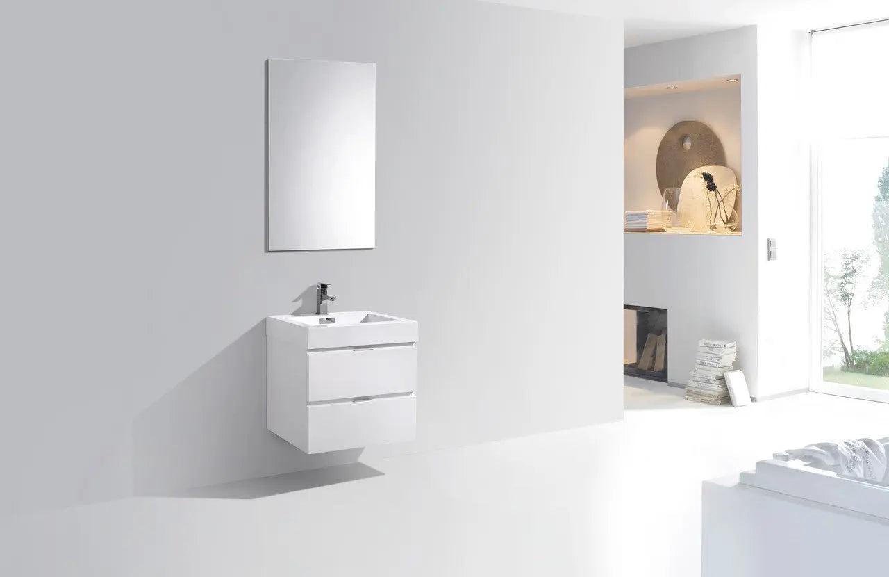 Kube Bath Bliss 24″ High Gloss White Wall Mount Modern Bathroom Vanity - Plumbing Market