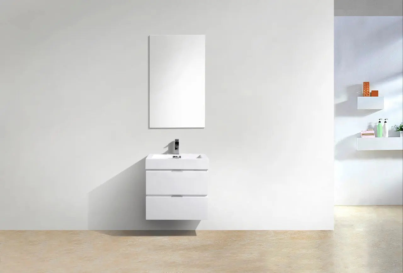 Kube Bath Bliss 24″ High Gloss White Wall Mount Modern Bathroom Vanity - Plumbing Market