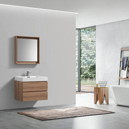 Kube Bath Bliss 24″ Honey Oak Wall Mount Modern Bathroom Vanity - Plumbing Market