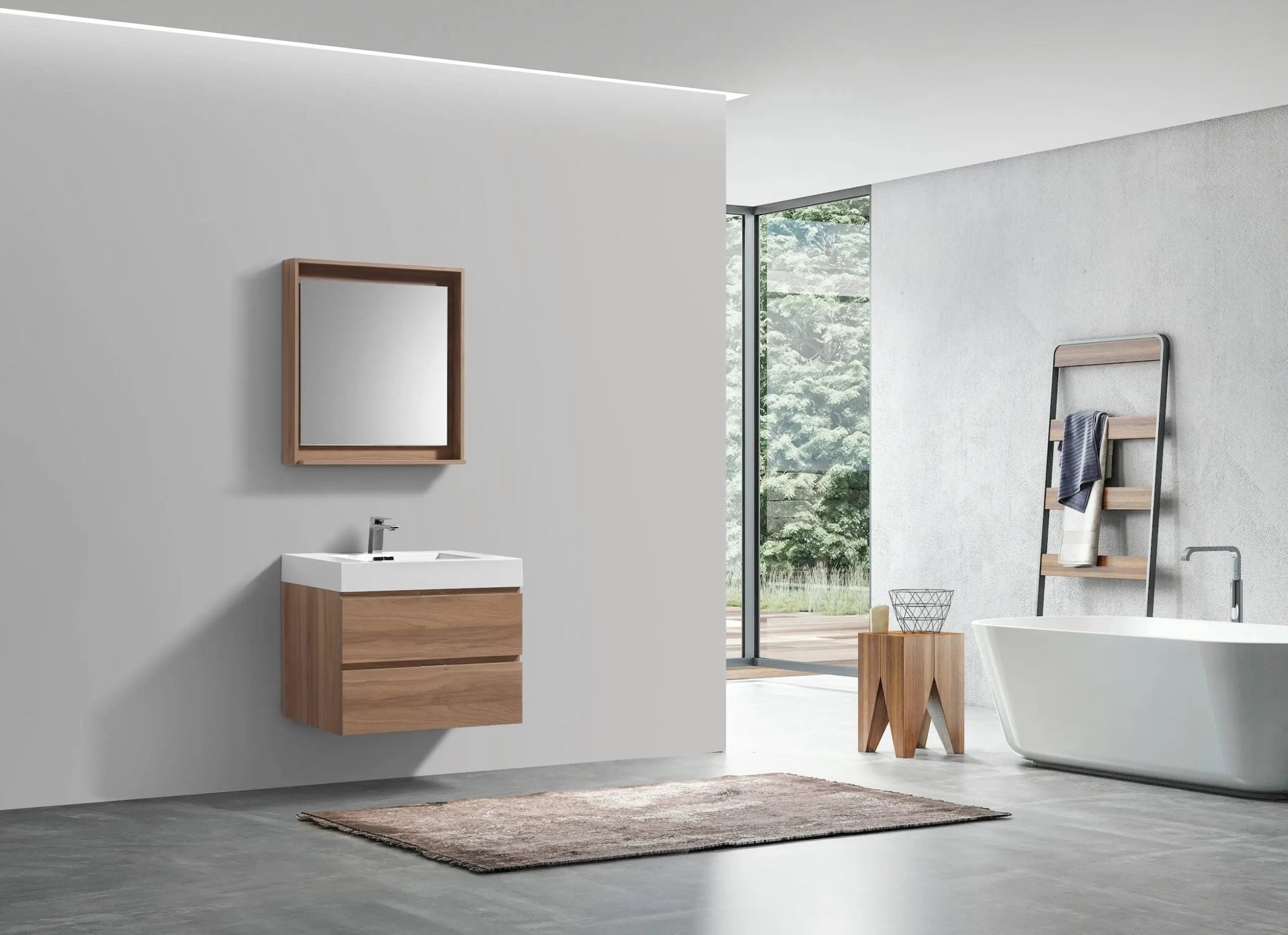 Kube Bath Bliss 24″ Honey Oak Wall Mount Modern Bathroom Vanity - Plumbing Market