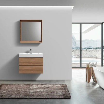 Kube Bath Bliss 24″ Honey Oak Wall Mount Modern Bathroom Vanity - Plumbing Market