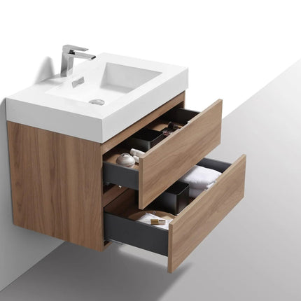Kube Bath Bliss 24″ Honey Oak Wall Mount Modern Bathroom Vanity - Plumbing Market