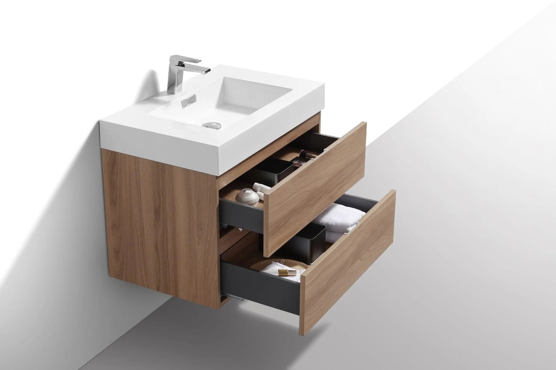 Kube Bath Bliss 24″ Honey Oak Wall Mount Modern Bathroom Vanity - Plumbing Market