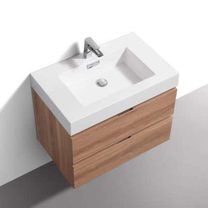 Kube Bath Bliss 24″ Honey Oak Wall Mount Modern Bathroom Vanity - Plumbing Market