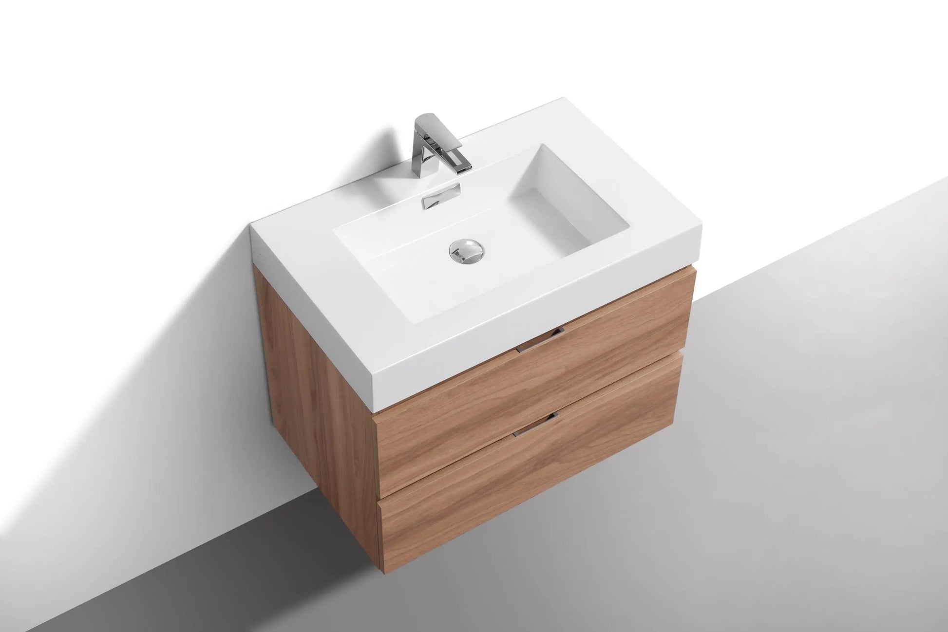 Kube Bath Bliss 24″ Honey Oak Wall Mount Modern Bathroom Vanity - Plumbing Market