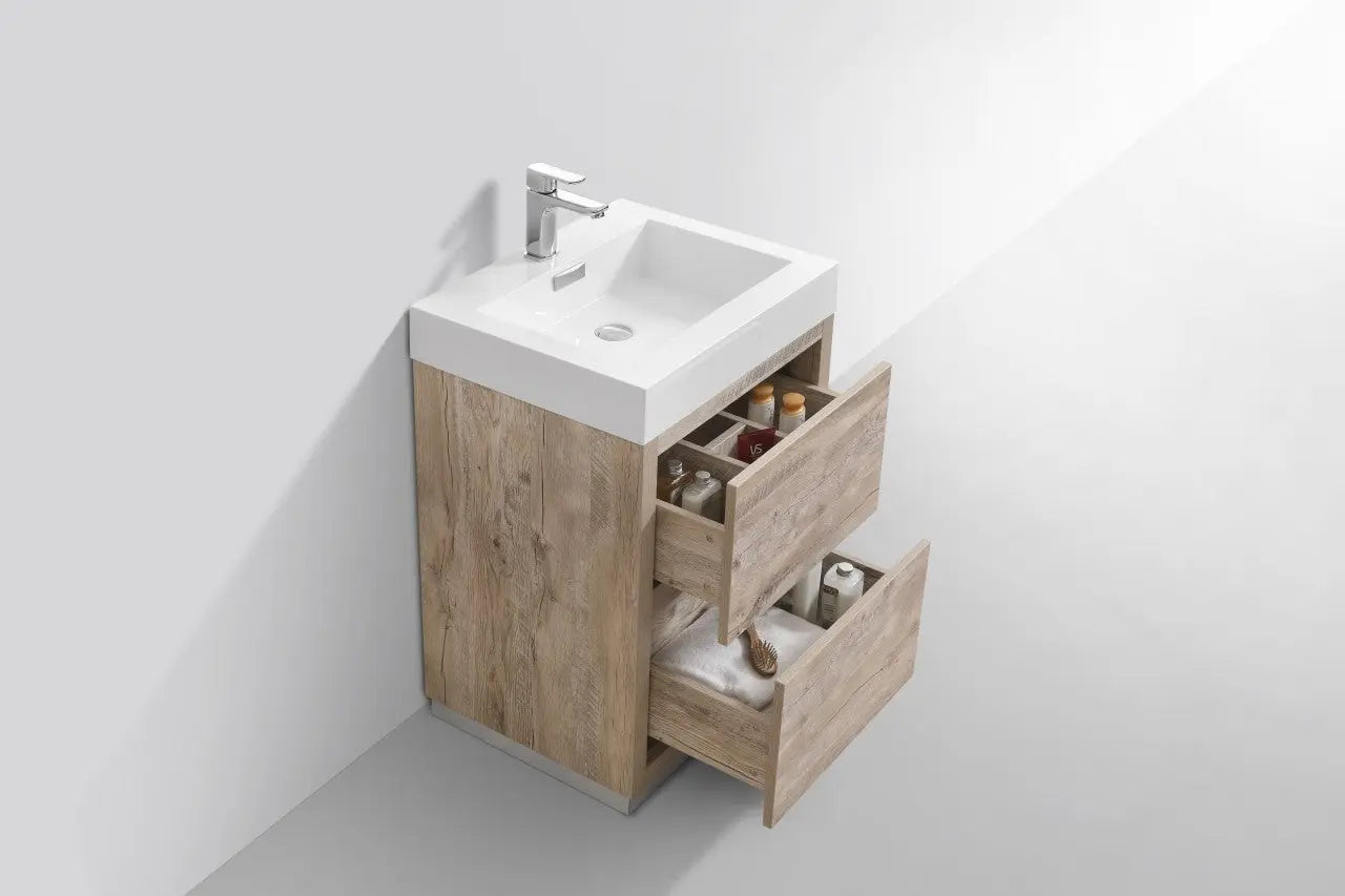 Kube Bath Bliss 24″ Nature Wood Floor Mount Modern Bathroom Vanity - Plumbing Market