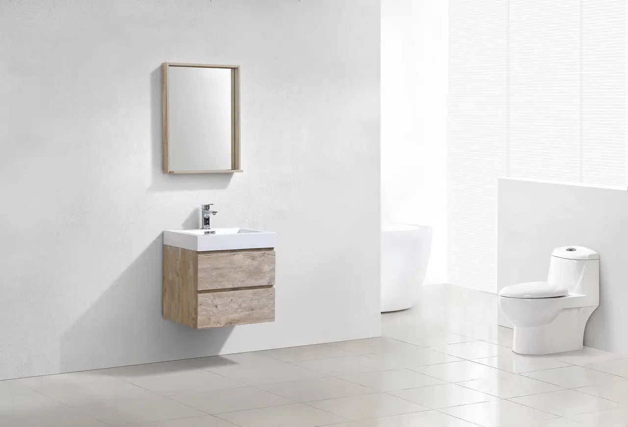 Kube Bath Bliss 24″ Nature Wood Wall Mount Modern Bathroom Vanity - Plumbing Market