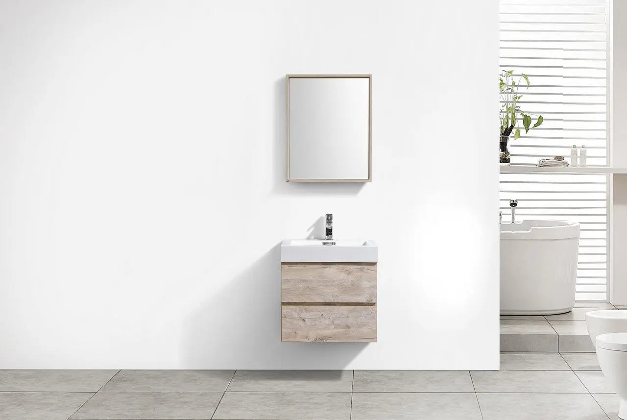 Kube Bath Bliss 24″ Nature Wood Wall Mount Modern Bathroom Vanity - Plumbing Market