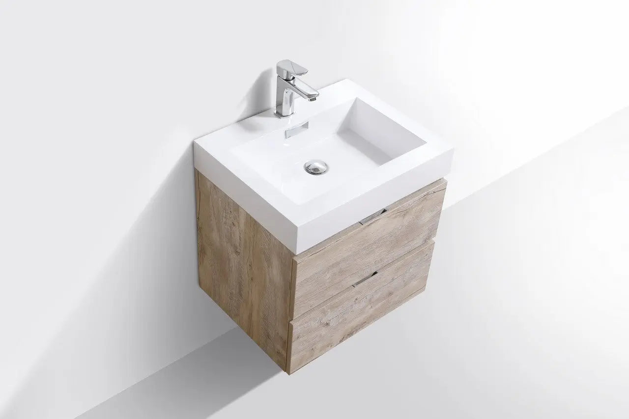 Kube Bath Bliss 24″ Nature Wood Wall Mount Modern Bathroom Vanity - Plumbing Market