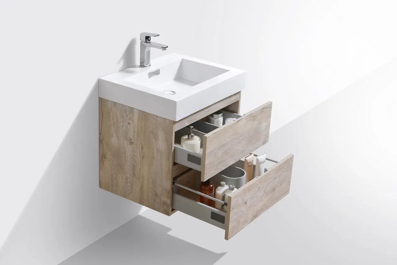 Kube Bath Bliss 24″ Nature Wood Wall Mount Modern Bathroom Vanity - Plumbing Market