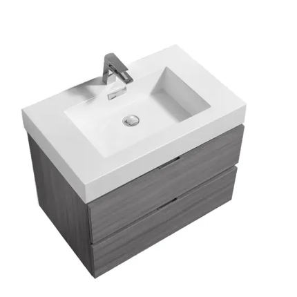 Kube Bath Bliss 24″ Vulcan Ash Grey Wall Mount Modern Bathroom Vanity - Plumbing Market