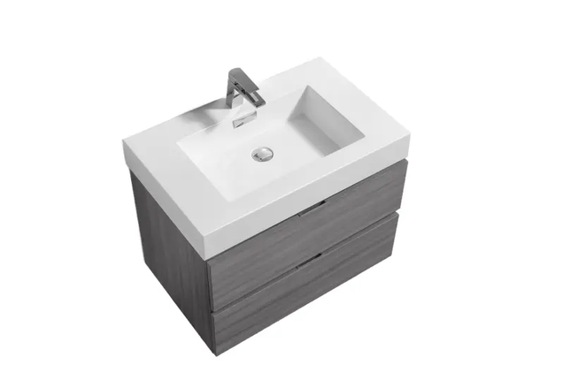 Kube Bath Bliss 24″ Vulcan Ash Grey Wall Mount Modern Bathroom Vanity - Plumbing Market