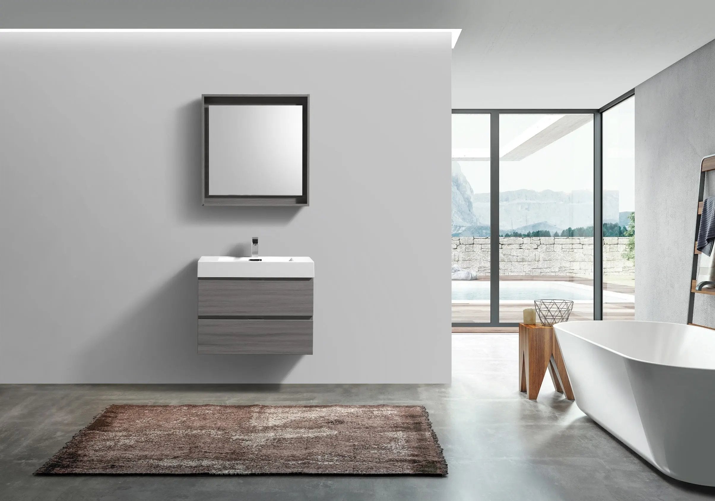 Kube Bath Bliss 24″ Vulcan Ash Grey Wall Mount Modern Bathroom Vanity - Plumbing Market