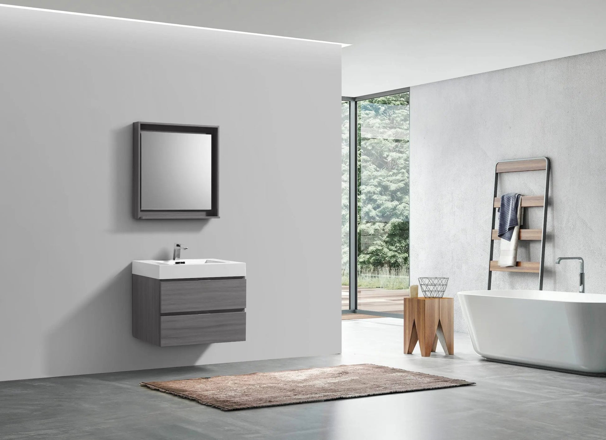 Kube Bath Bliss 24″ Vulcan Ash Grey Wall Mount Modern Bathroom Vanity - Plumbing Market