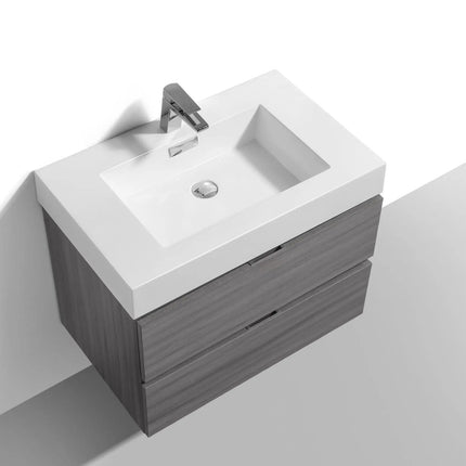 Kube Bath Bliss 24″ Vulcan Ash Grey Wall Mount Modern Bathroom Vanity - Plumbing Market