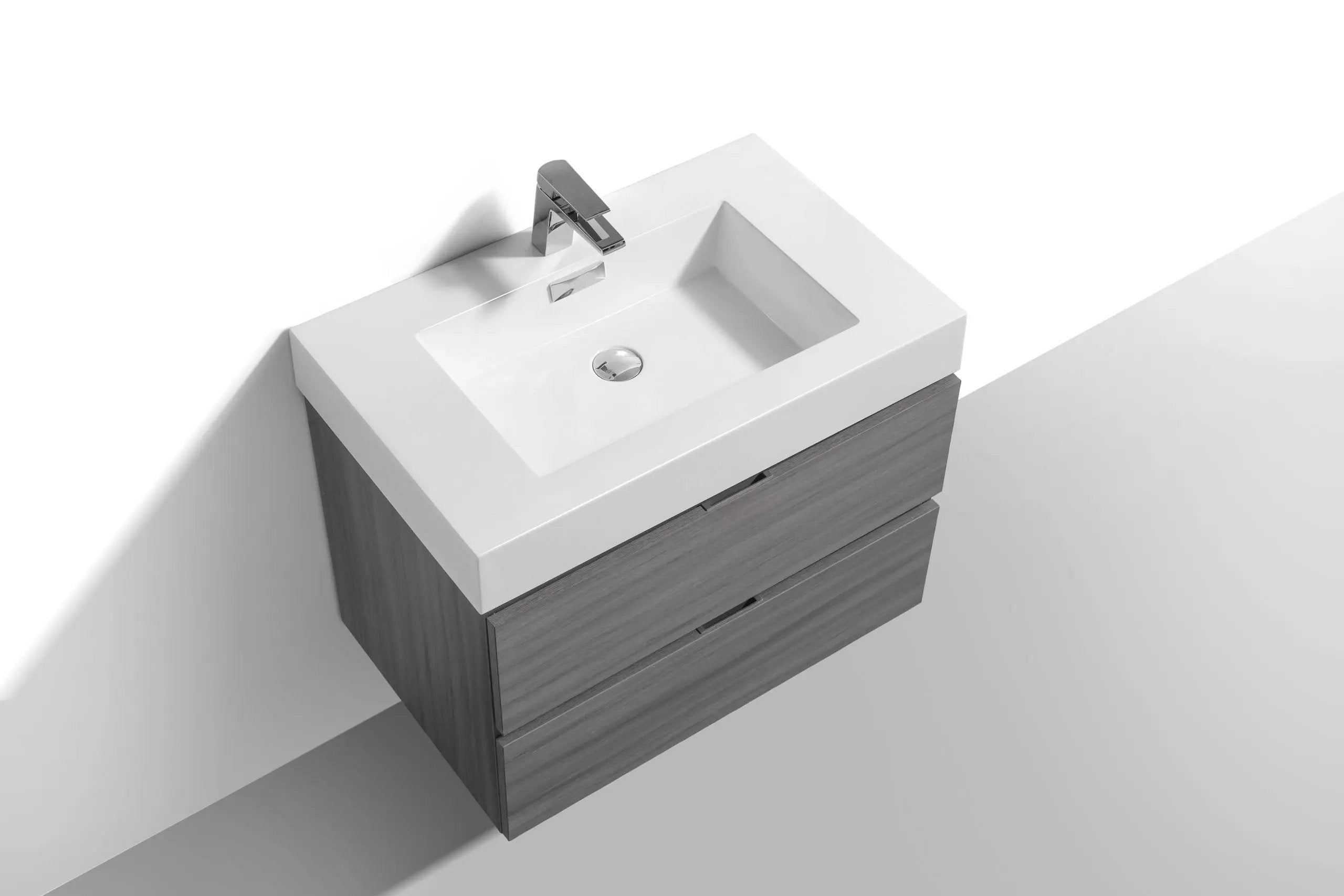 Kube Bath Bliss 24″ Vulcan Ash Grey Wall Mount Modern Bathroom Vanity - Plumbing Market