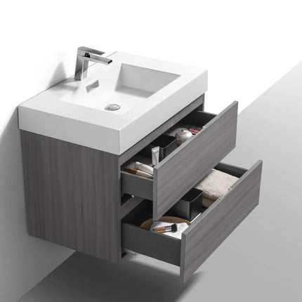 Kube Bath Bliss 24″ Vulcan Ash Grey Wall Mount Modern Bathroom Vanity - Plumbing Market