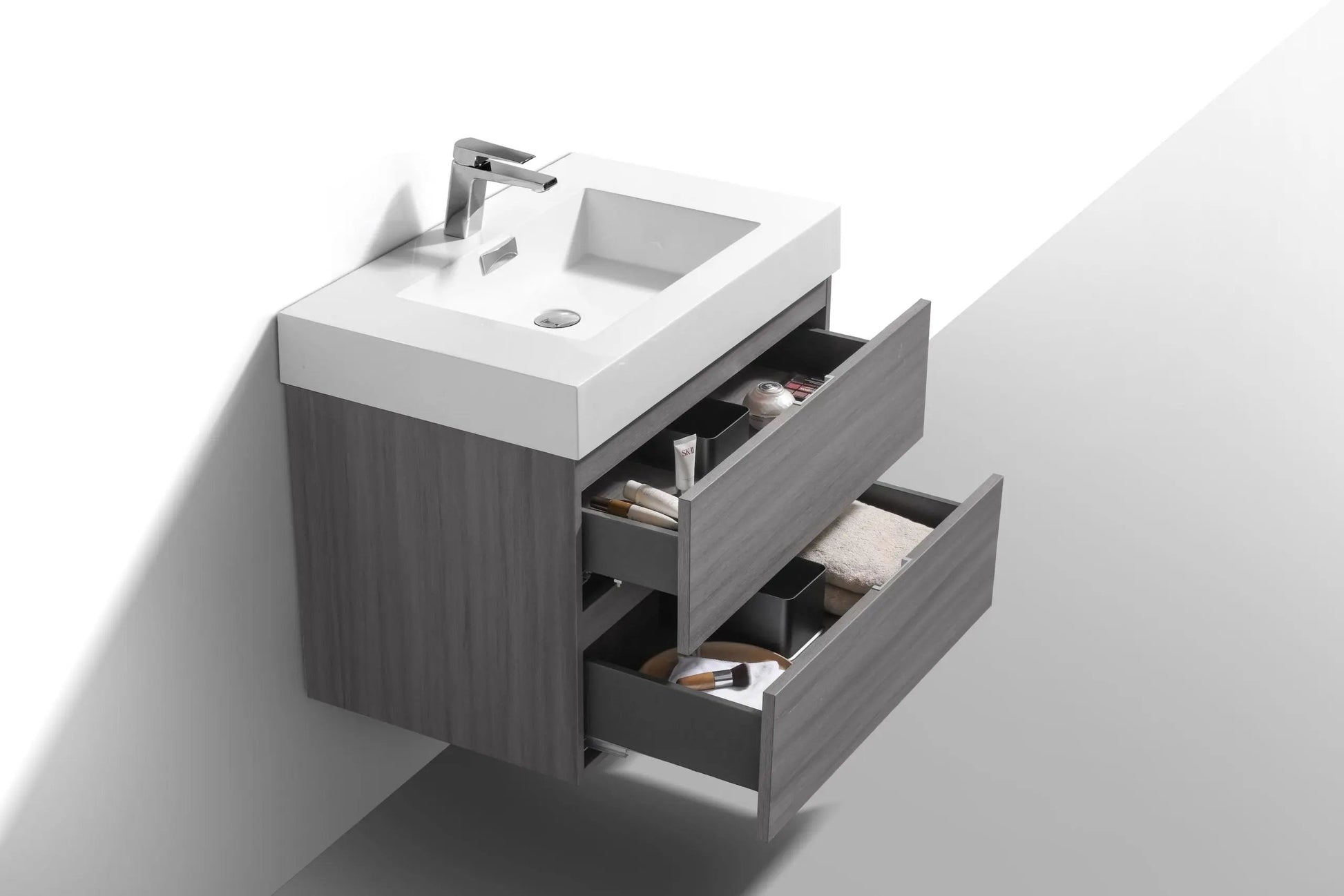 Kube Bath Bliss 24″ Vulcan Ash Grey Wall Mount Modern Bathroom Vanity - Plumbing Market